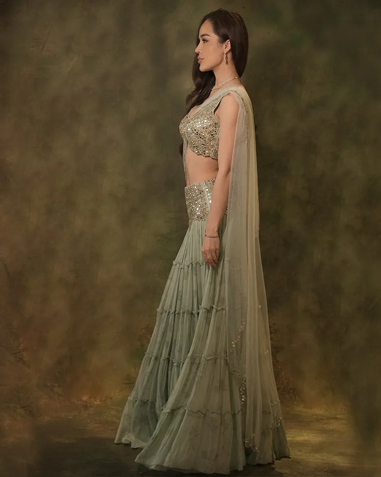 The Tiered Mirror Lehenga