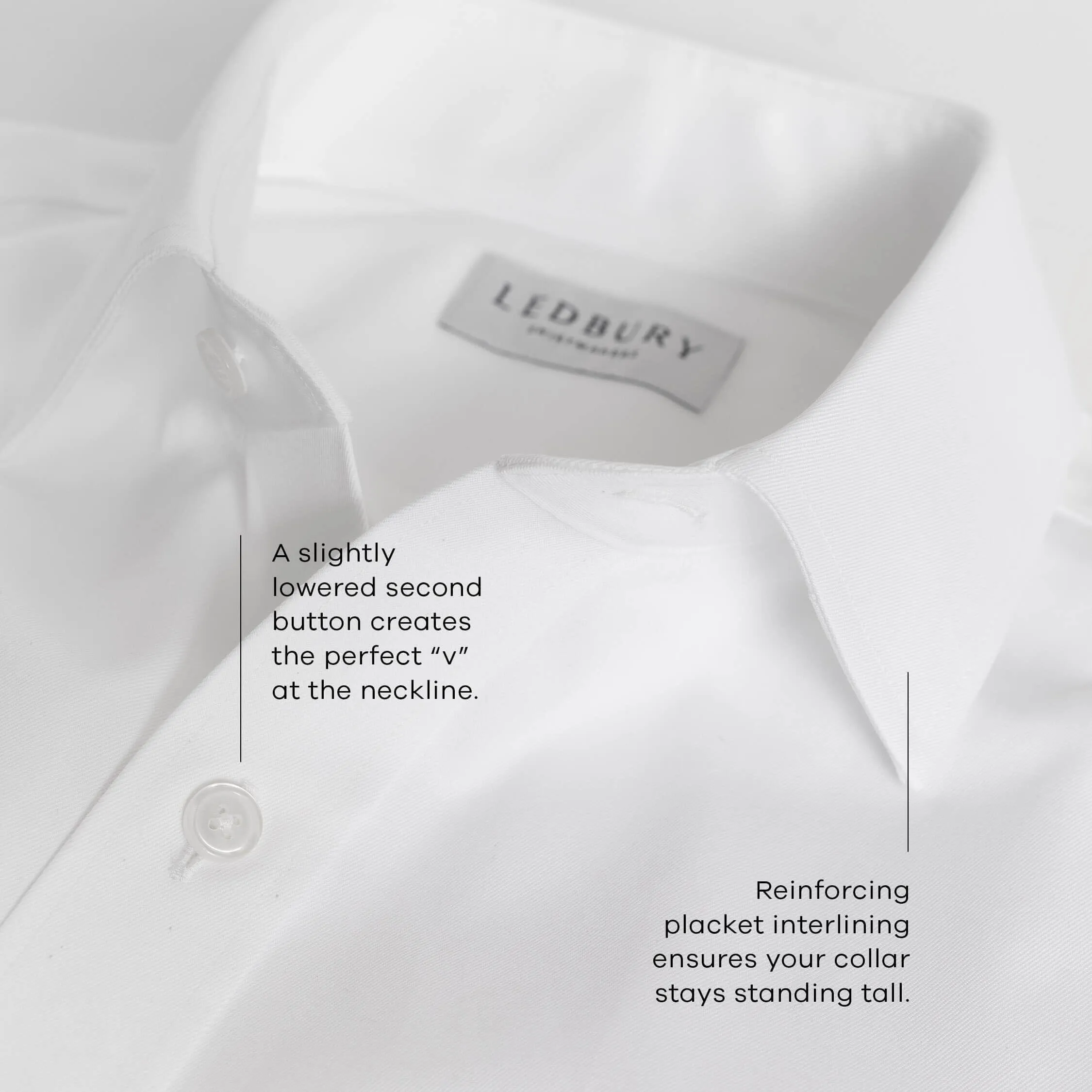 The White Madison Fine Twill with Smoke Buttons Custom Shirt