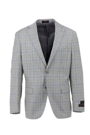 Tiglio Luxe Glen Check with Baby Blue Windowpane Dolcetto Modern Fit, Pure Wool Jacket TL6373