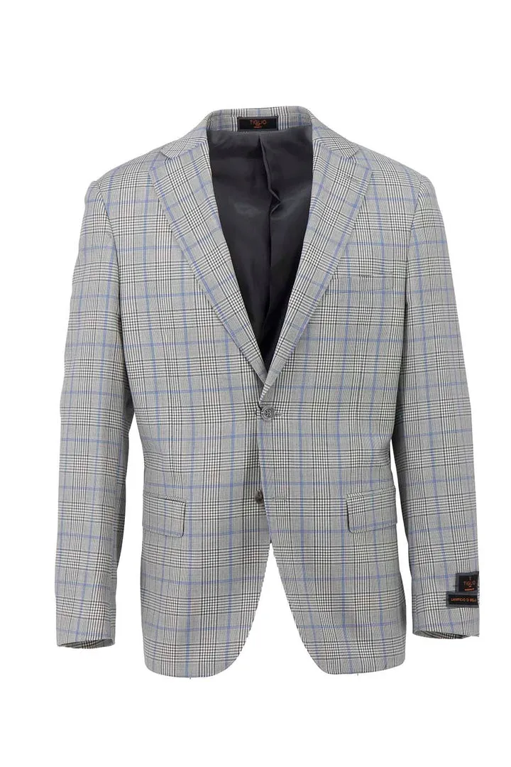 Tiglio Luxe Glen Check with Baby Blue Windowpane Dolcetto Modern Fit, Pure Wool Jacket TL6373