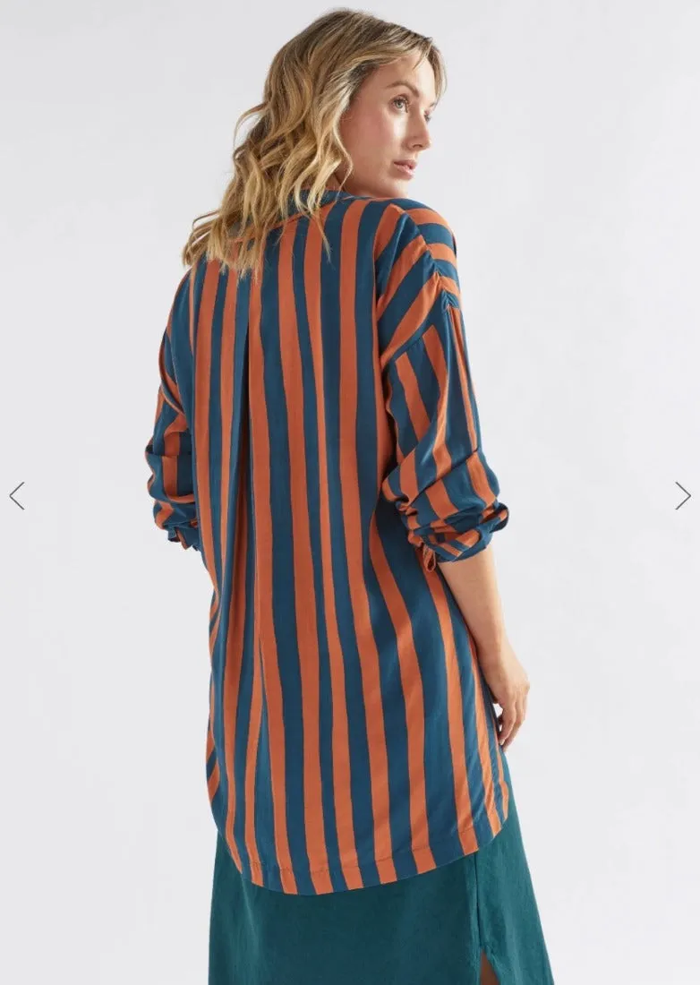 Tilbe Shirt Bronze / Teal Paint Stripe