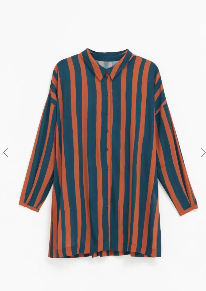 Tilbe Shirt Bronze / Teal Paint Stripe