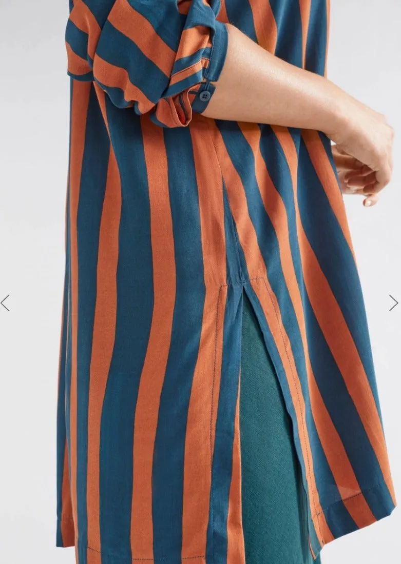 Tilbe Shirt Bronze / Teal Paint Stripe