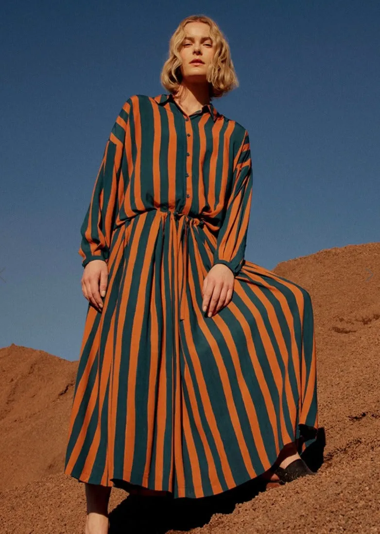 Tilbe Shirt Bronze / Teal Paint Stripe