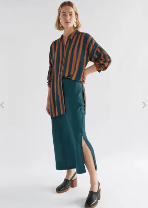 Tilbe Shirt Bronze / Teal Paint Stripe