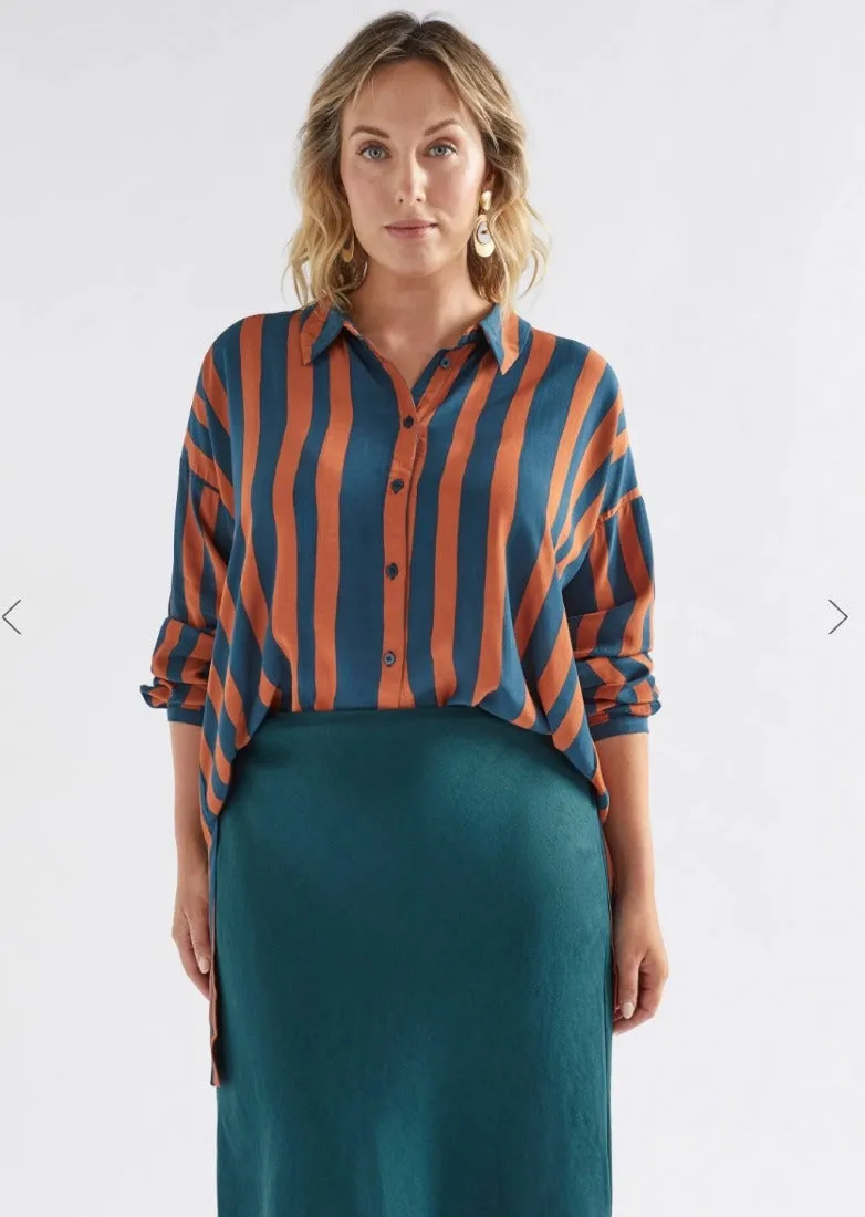 Tilbe Shirt Bronze / Teal Paint Stripe