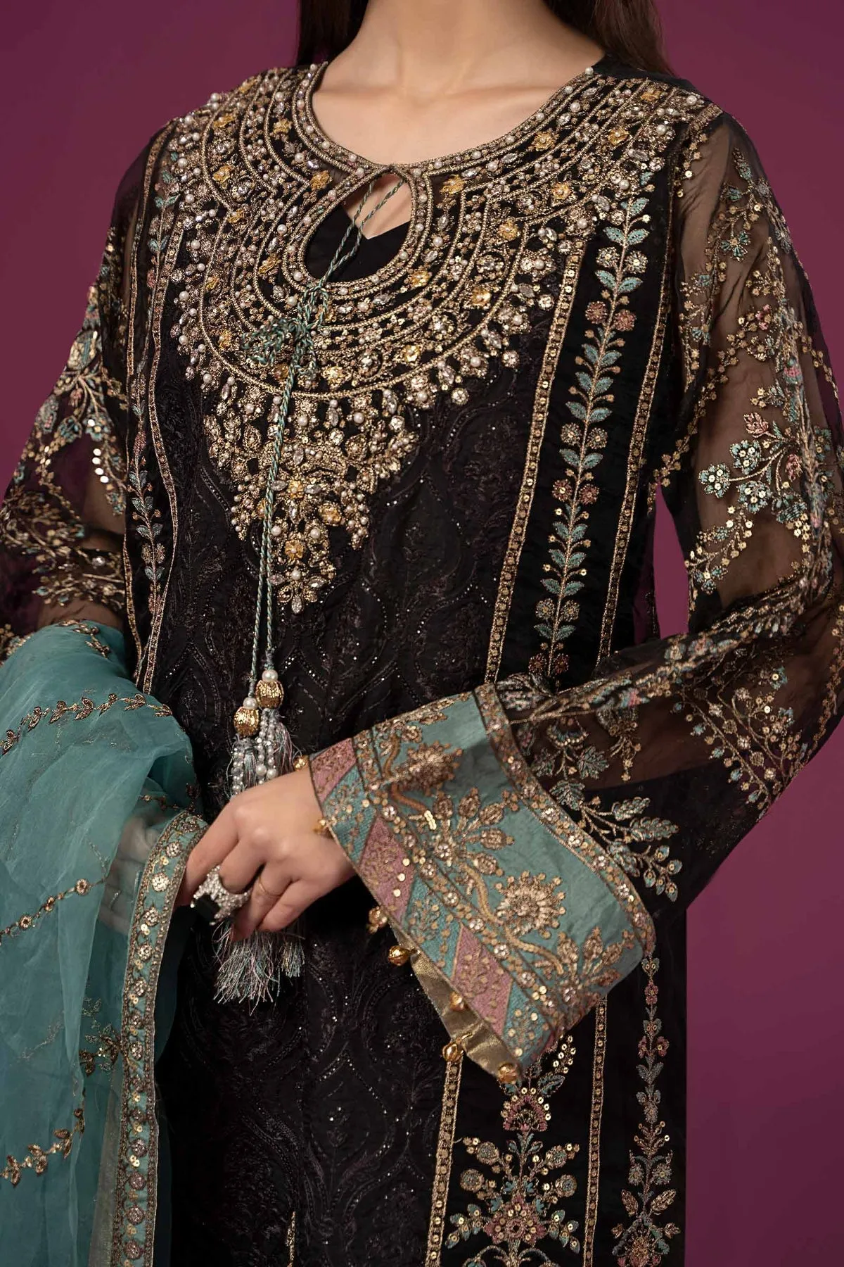 Traditional Black Shade Maria B Luxury Formal Pakistani Salwar Suit