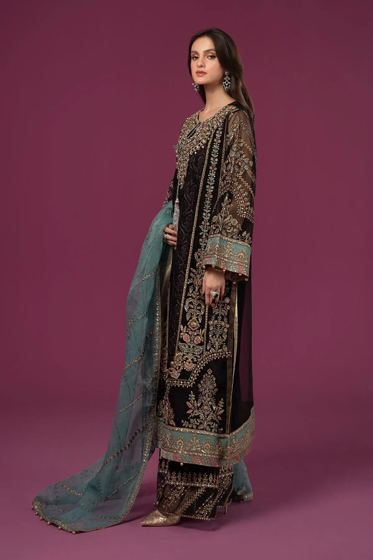 Traditional Black Shade Maria B Luxury Formal Pakistani Salwar Suit