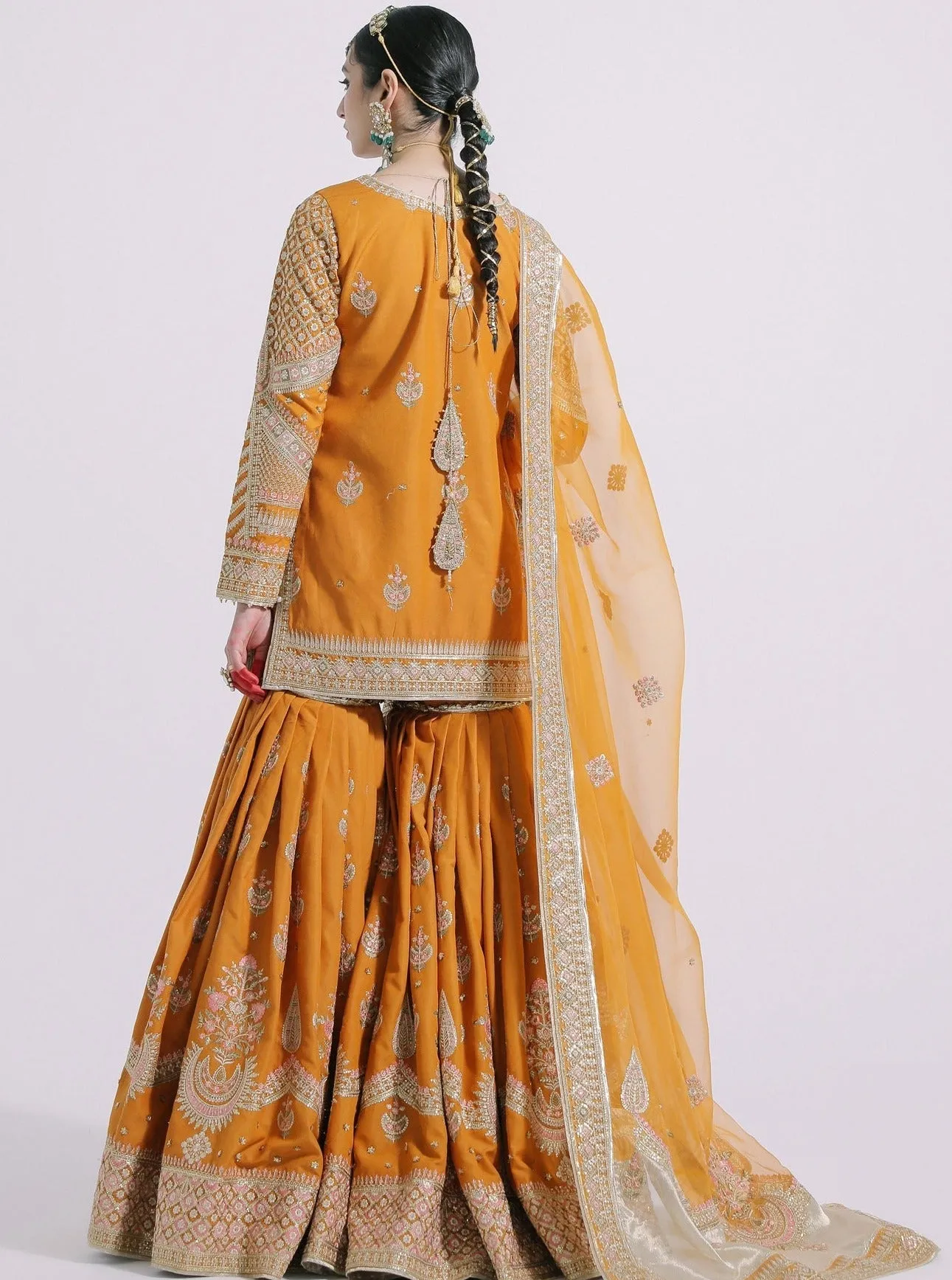 Traditional Orange Sharara Dress for Indian Bridal Wear