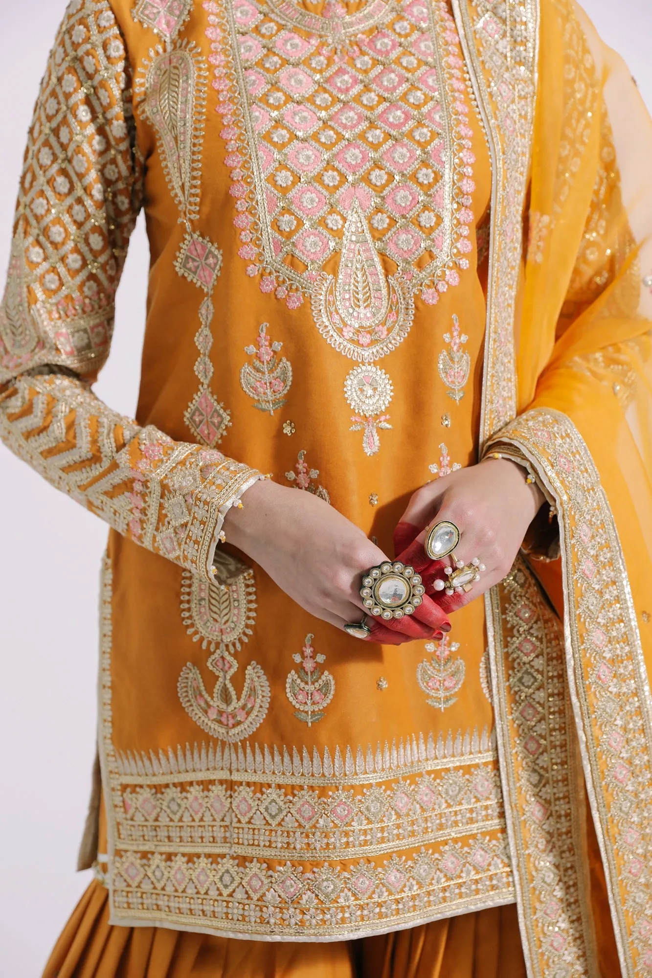 Traditional Orange Sharara Dress for Indian Bridal Wear