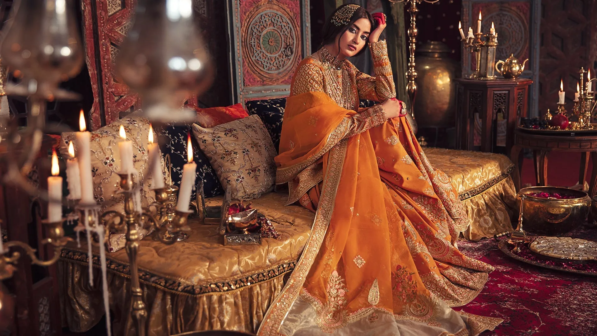 Traditional Orange Sharara Dress for Indian Bridal Wear
