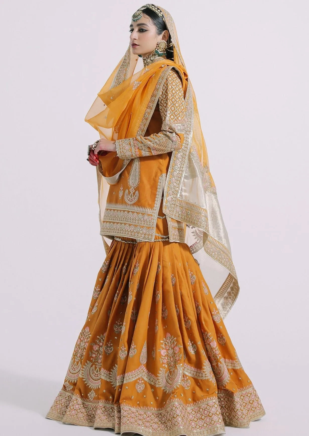Traditional Orange Sharara Dress for Indian Bridal Wear