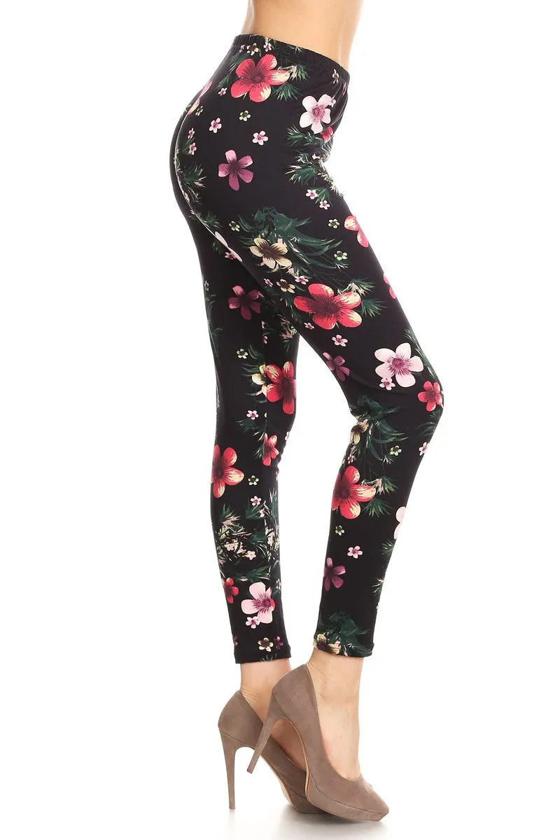 Tropical Floral Printed Knit Legging