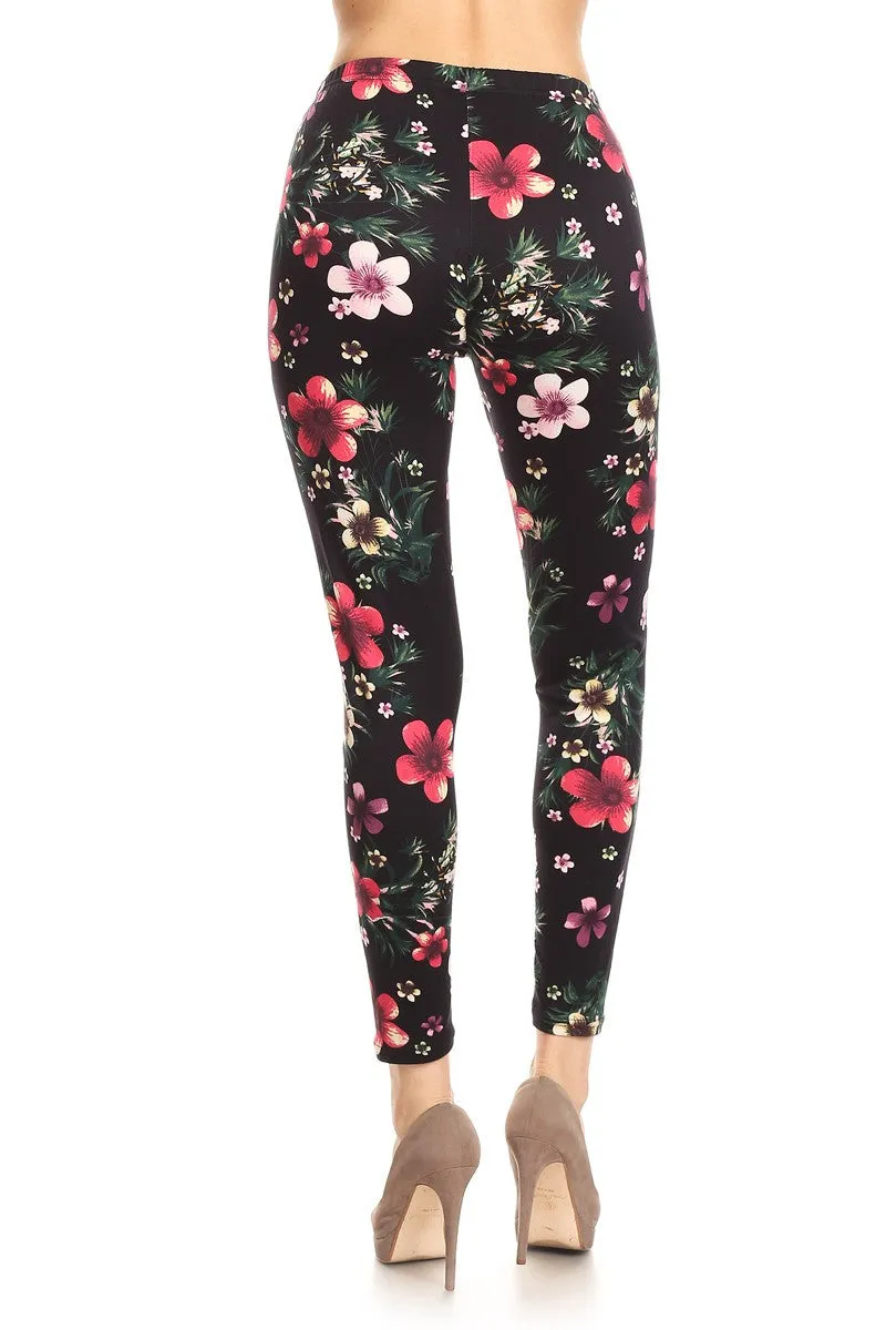 Tropical Floral Printed Knit Legging