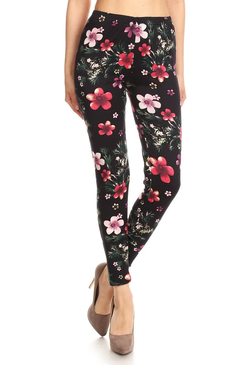Tropical Floral Printed Knit Legging