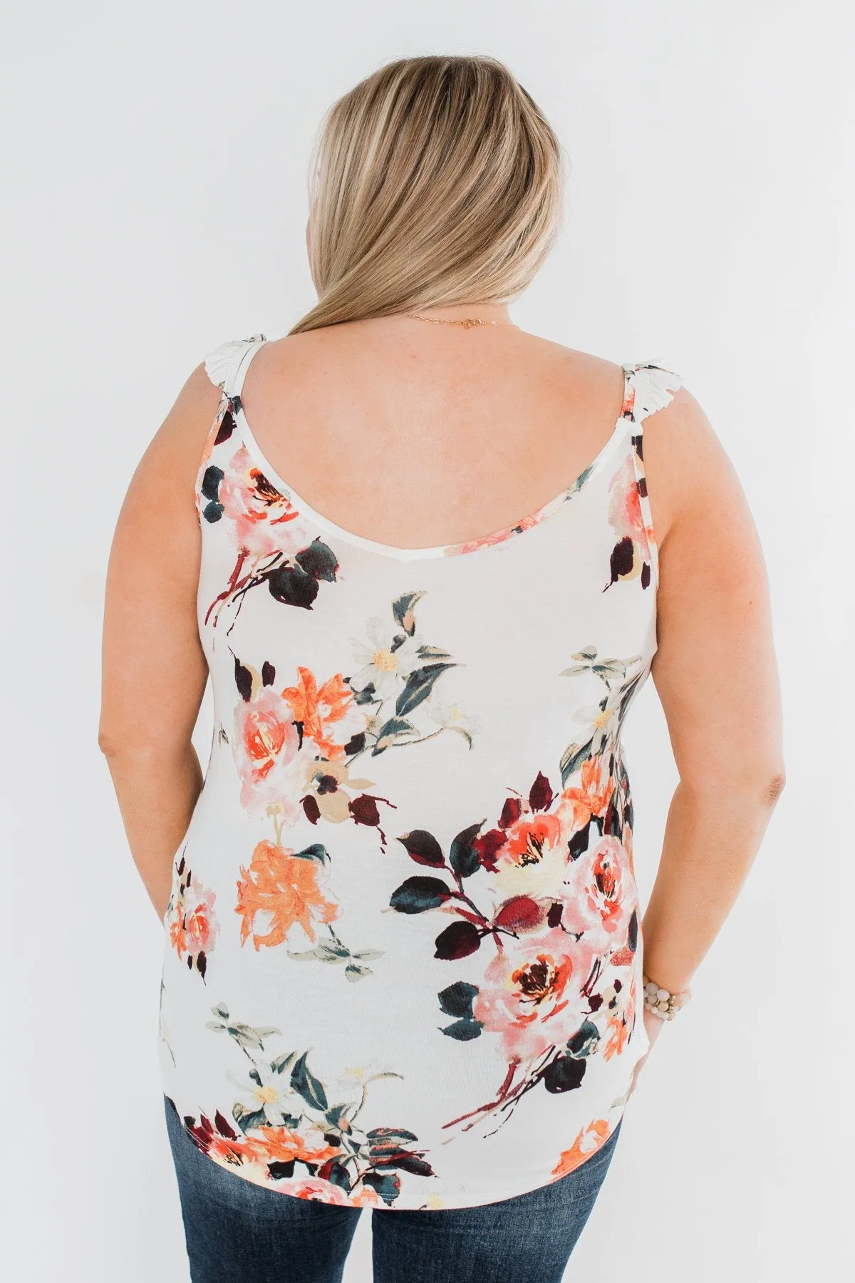 Turn & Smile Floral Tank Top- Ivory
