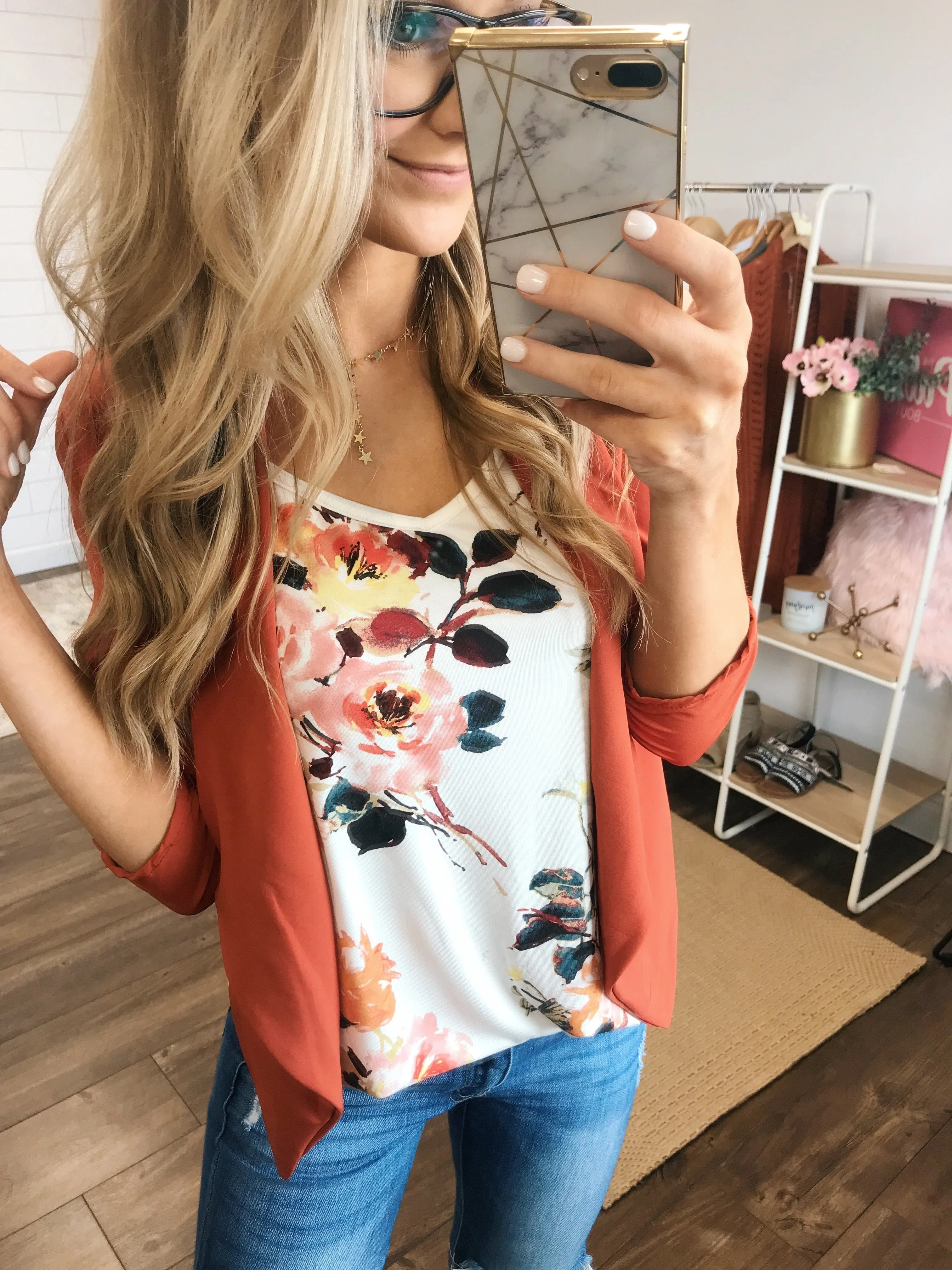 Turn & Smile Floral Tank Top- Ivory