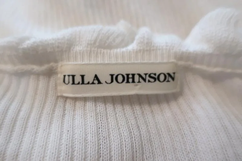 Ulla Johnson Top Maritza Cream Fine Ribbed Cotton Size Medium Ruffled Pullover