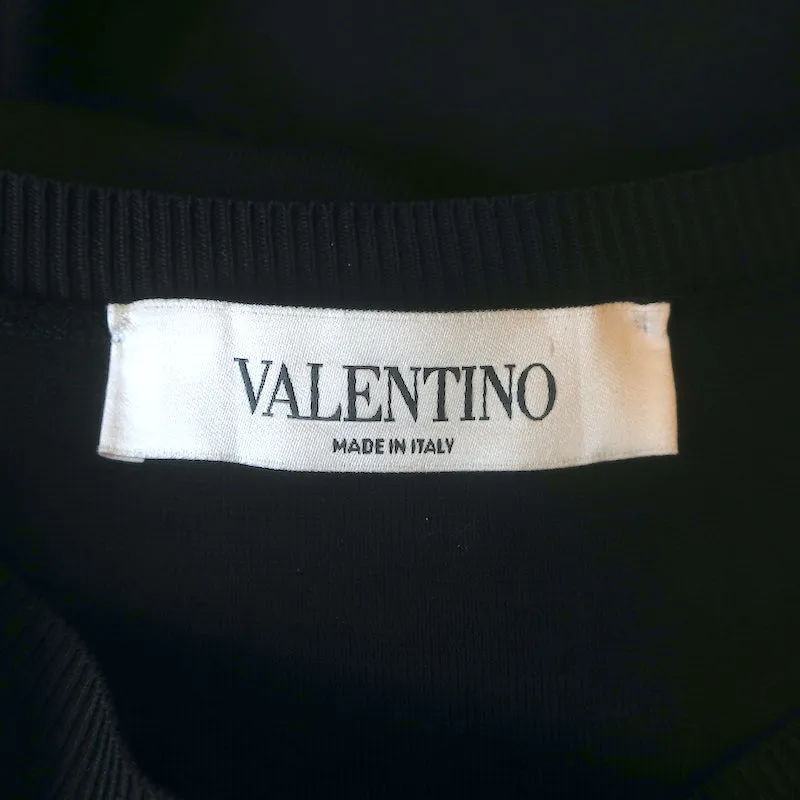 Valentino Ruffled-Side Tunic Top Black Knit Size Large