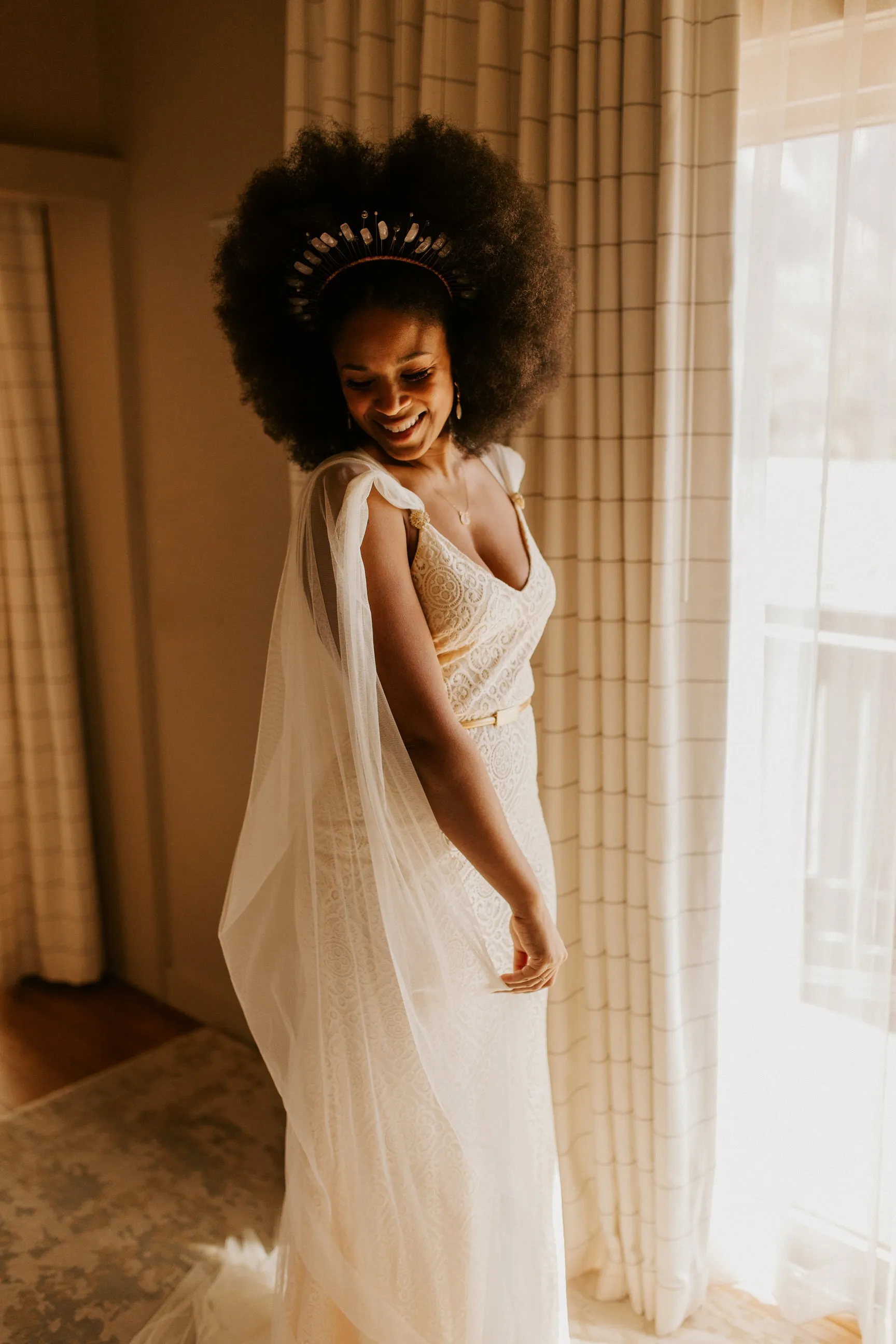 Vegan Alternative Draped Wedding Cape Veil, Bridal Dress Cover-Up