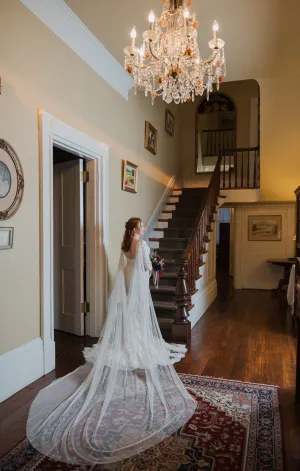 Vegan Alternative Draped Wedding Cape Veil, Bridal Dress Cover-Up