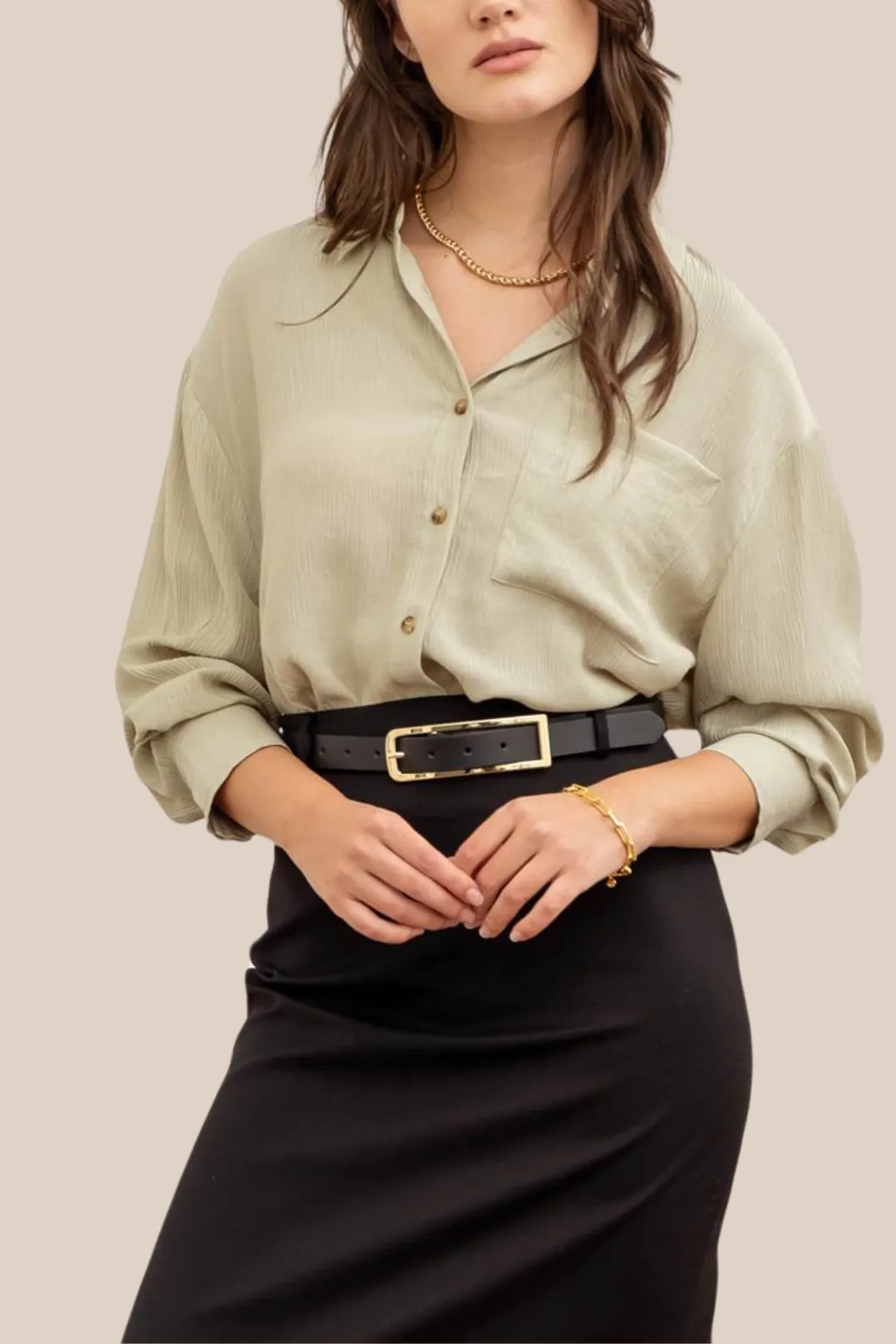 VERA BUTTON DOWN-OLIVE