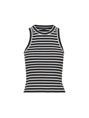 Veronica Beard Cropped Jordyn Tank in White/Black
