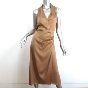 Vince Sleeveless Draped Wrap Dress Gold Satin Size Small NEW