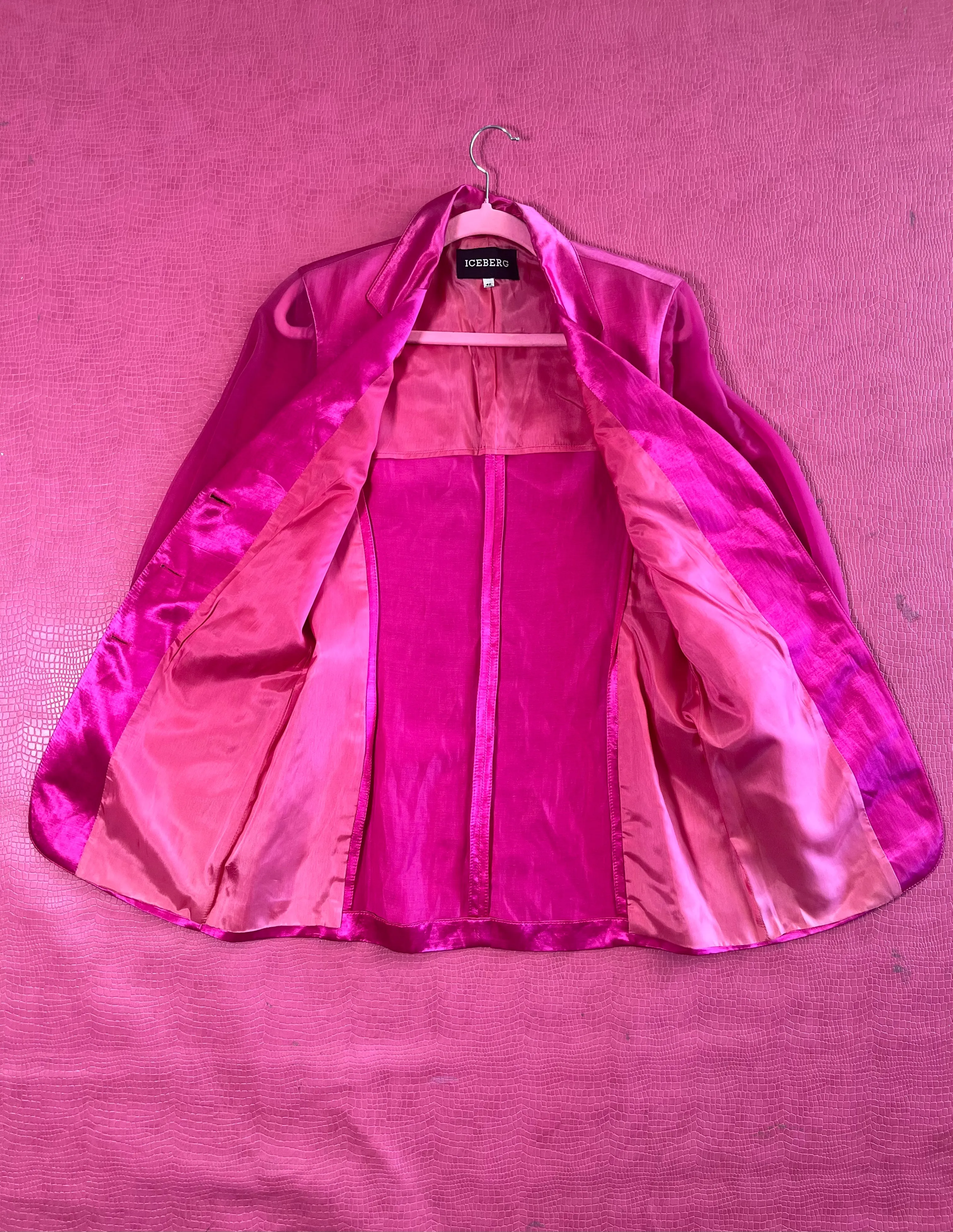 Vintage 80s "Iceberg" Pink Blazer Jacket Dress - Best Fits Size XS-S
