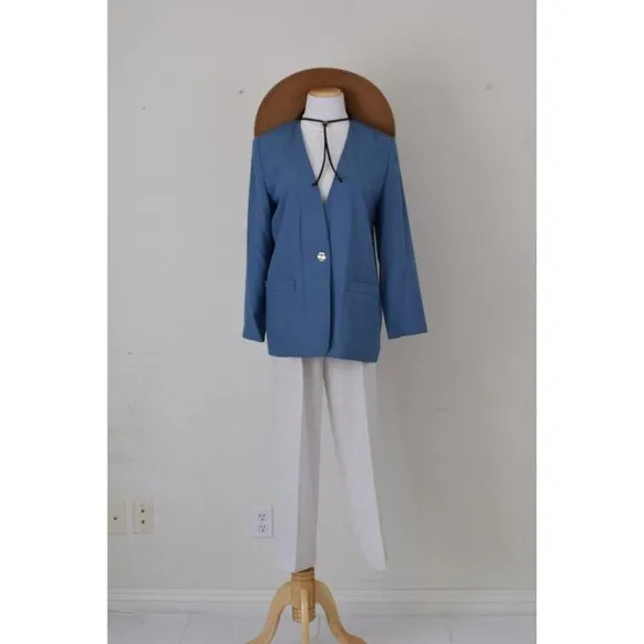 Vintage 90s Blue Lightweight Blazer by Counterparts Petite |  size 8