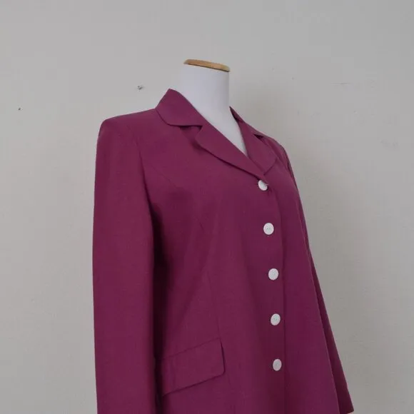 Vintage 90s Lightweight Magenta Silk Blazer by LA Cera size M