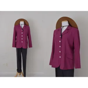 Vintage 90s Lightweight Magenta Silk Blazer by LA Cera size M