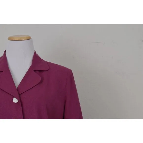 Vintage 90s Lightweight Magenta Silk Blazer by LA Cera size M