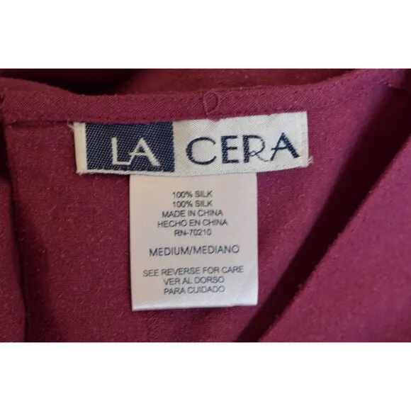 Vintage 90s Lightweight Magenta Silk Blazer by LA Cera size M