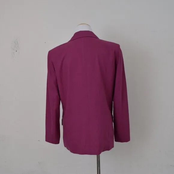 Vintage 90s Lightweight Magenta Silk Blazer by LA Cera size M