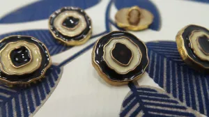 Vintage Cream Black GOLD BUTTONS 3/4” Vintage Metallic Shank Buttons for Clothing / Dress Buttons / Jacket Buttons / Decorative Buttons 64