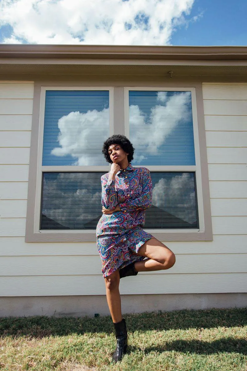 Vintage Psychadelic Shirt Dress | S