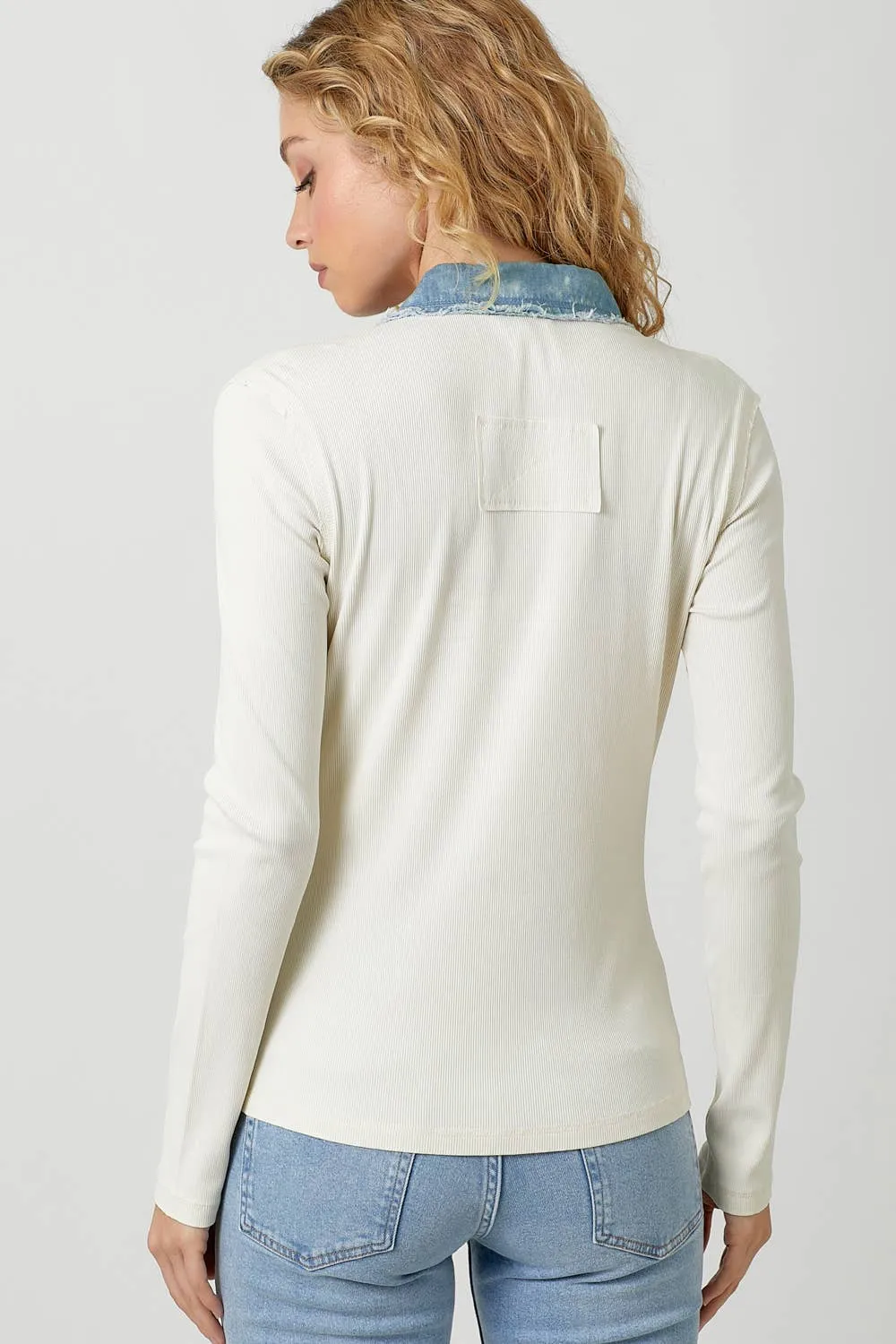 Vintage White Washed Thermal Button Down Top