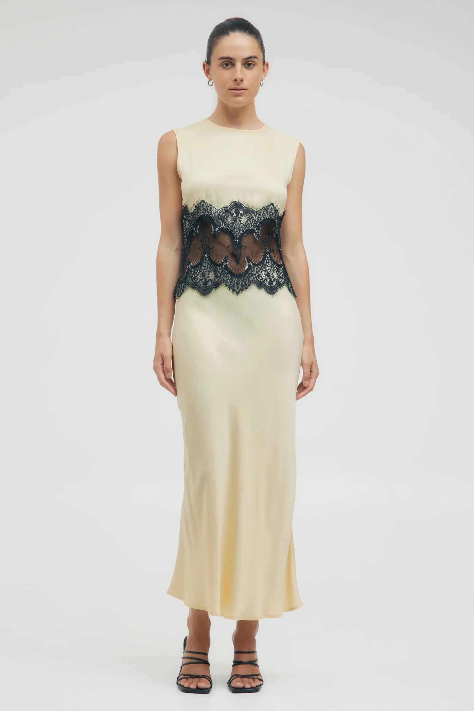 VISIONS LACE TRIM TANK DRESS