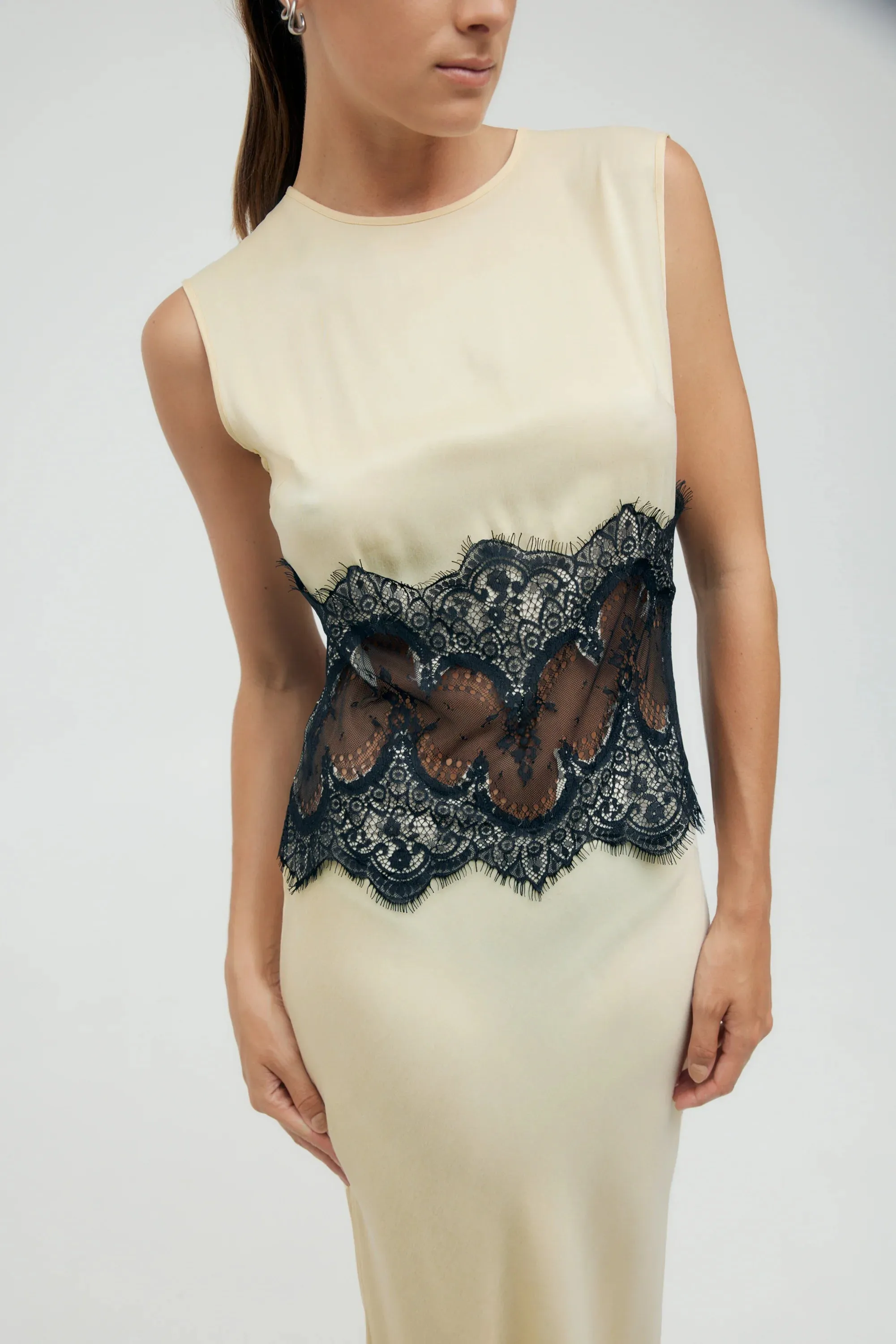 VISIONS LACE TRIM TANK DRESS