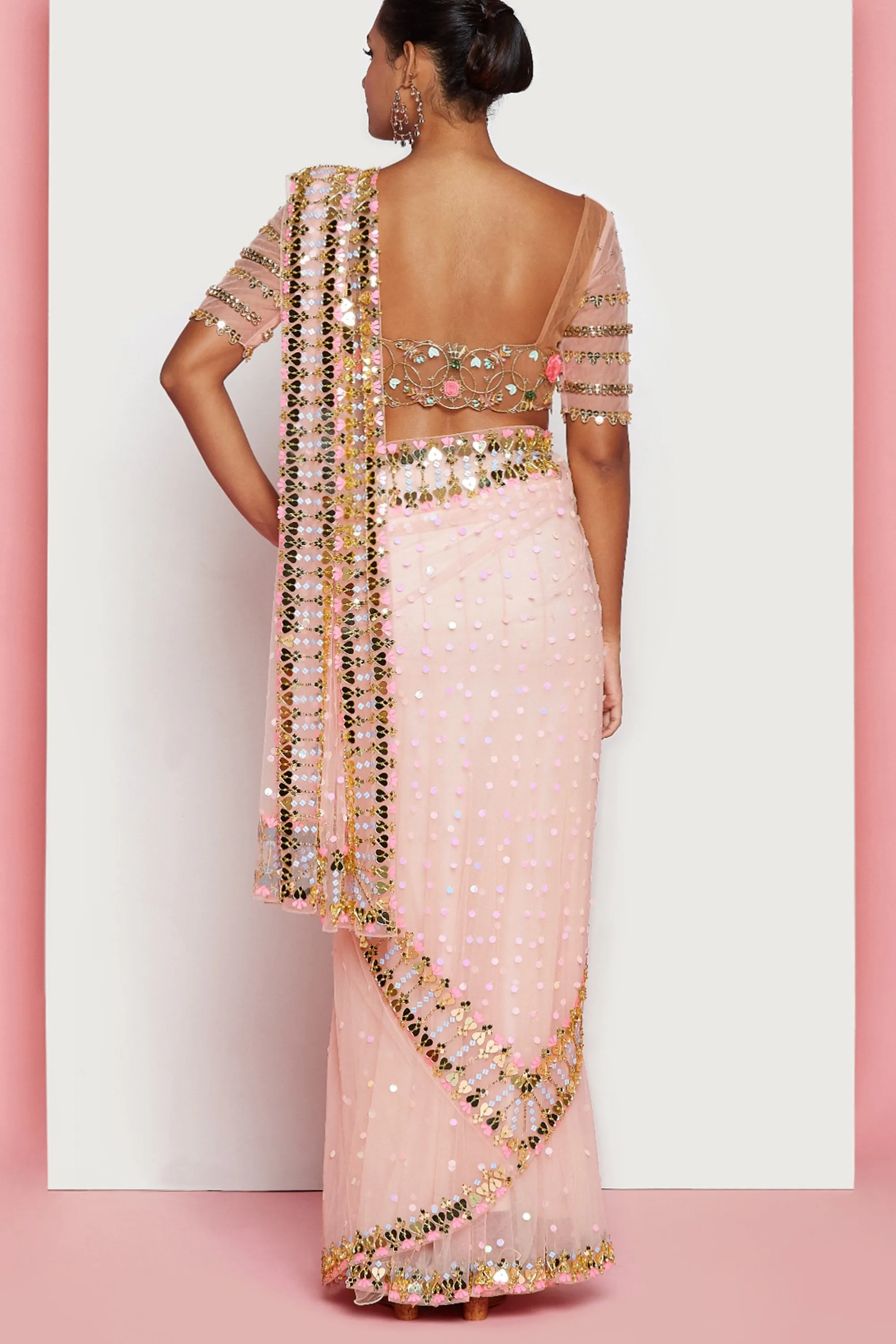 VIVIEN - BLUSH PINK EMBELLISHED SAREE SET