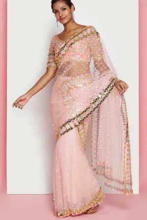 VIVIEN - BLUSH PINK EMBELLISHED SAREE SET