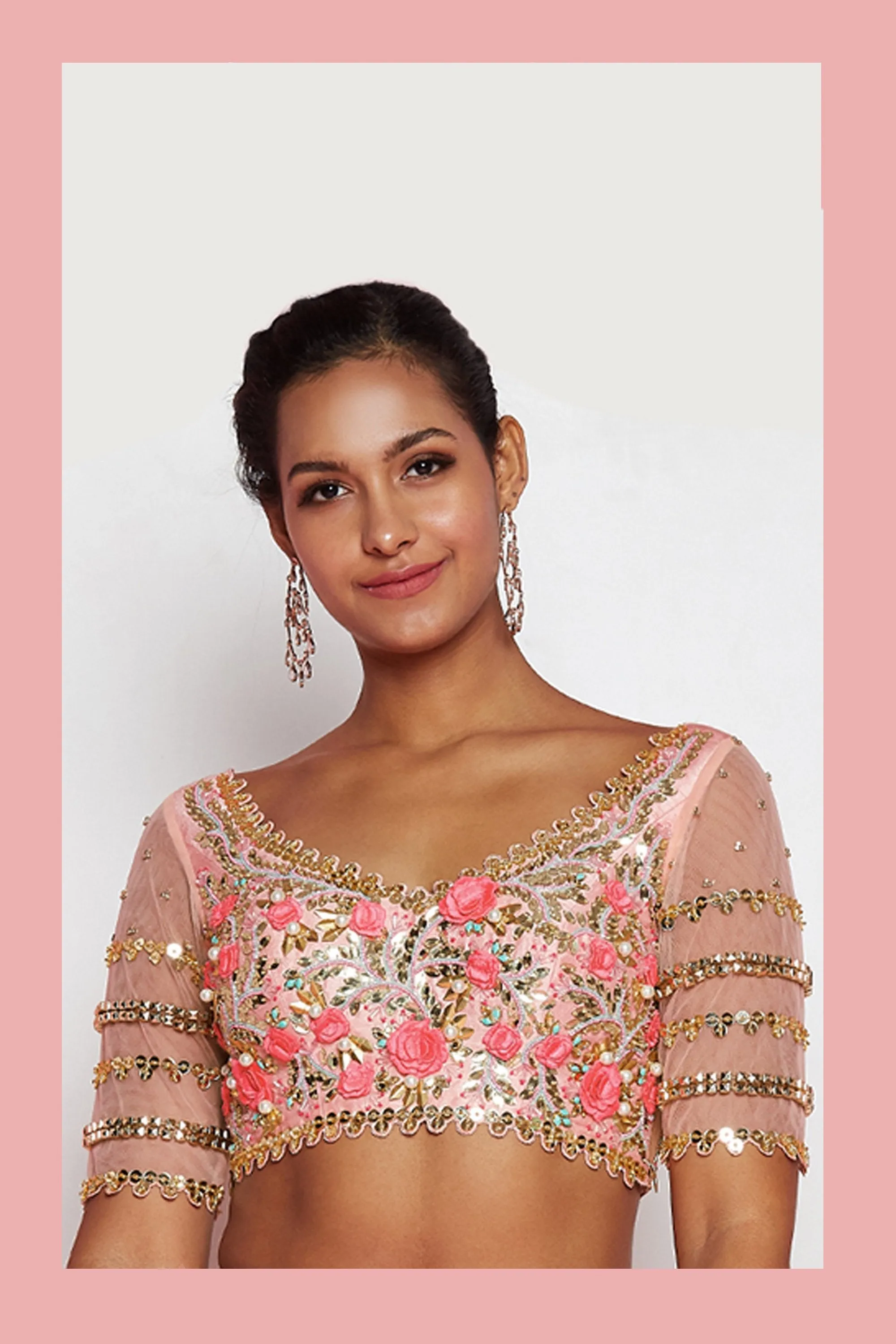 VIVIEN - BLUSH PINK EMBELLISHED SAREE SET