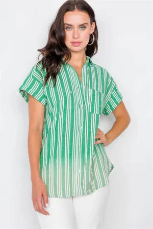 Washed Pinstripe Button Down Top