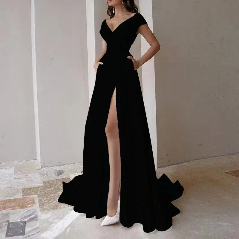 Wedding Guest Dresses: Red Black White Mid Rise Solid Elegant Commuting Evening