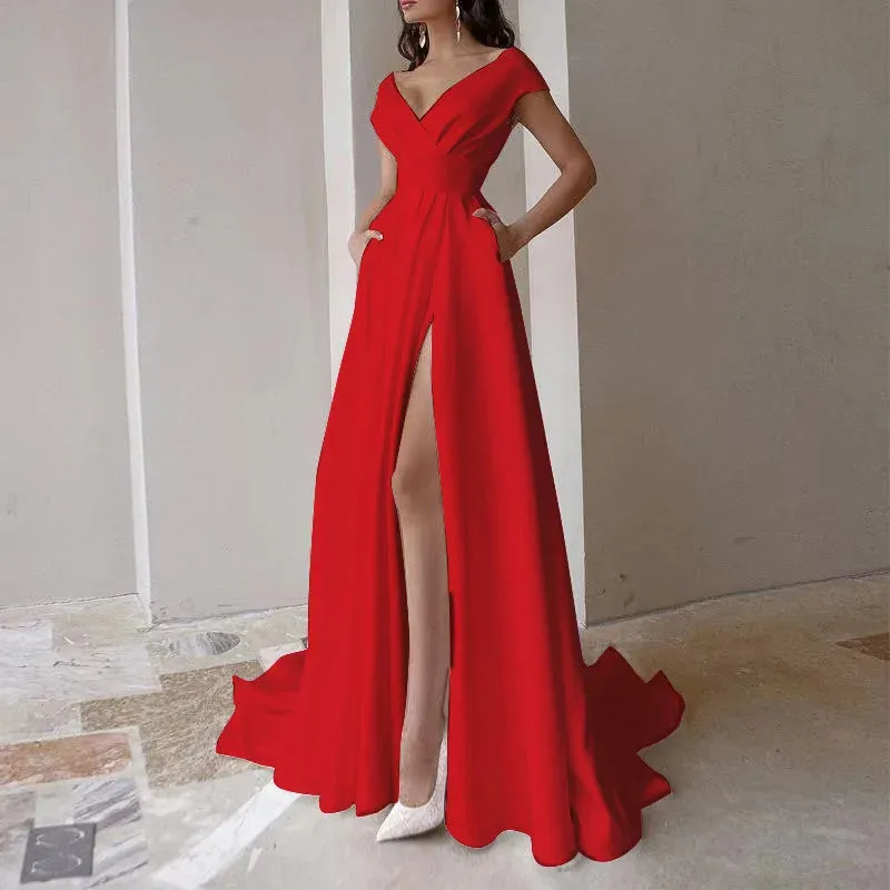 Wedding Guest Dresses: Red Black White Mid Rise Solid Elegant Commuting Evening
