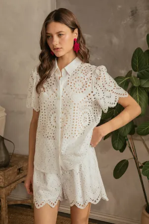 White Eyelet Top