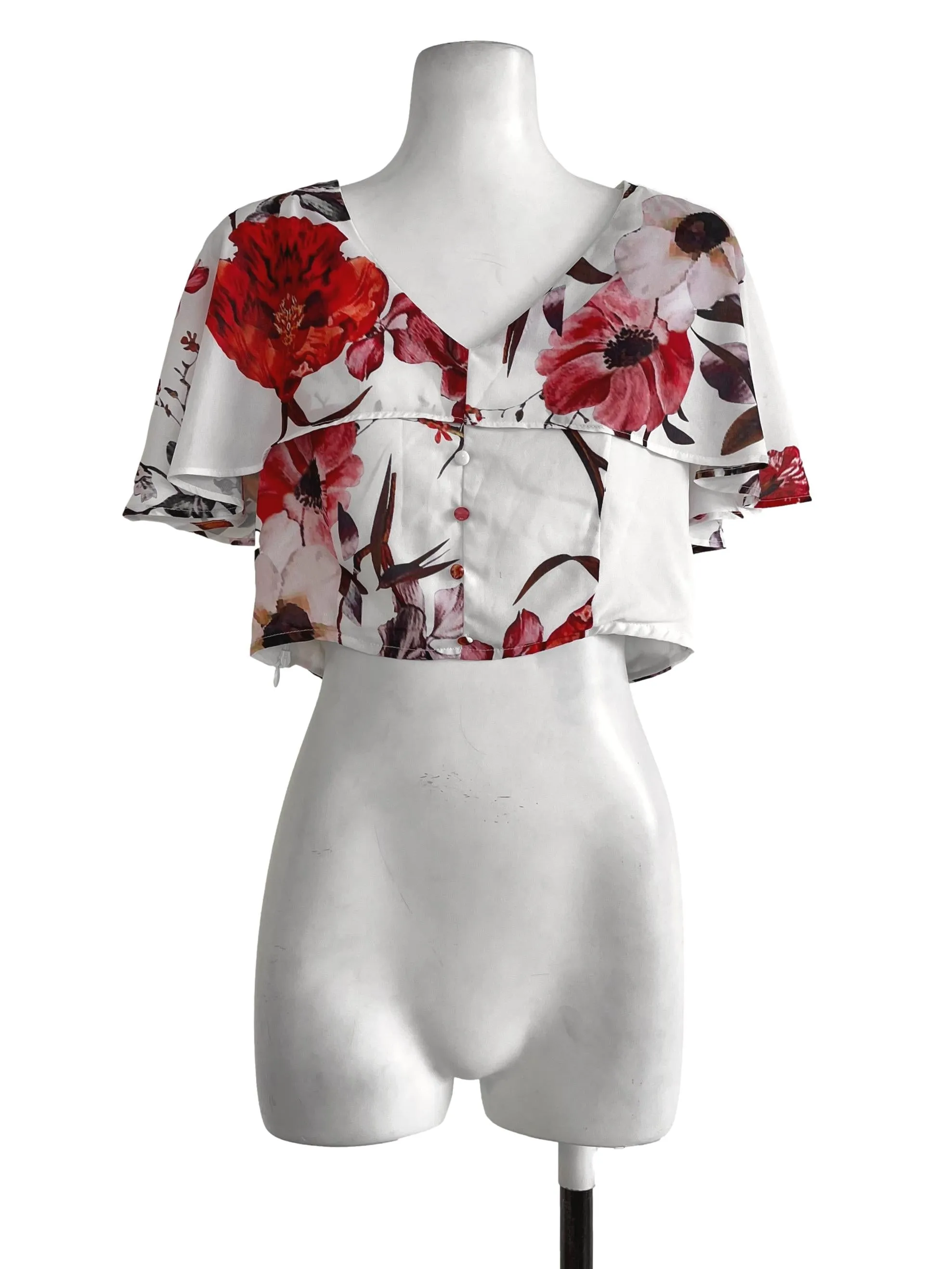 White Flower Printed Top