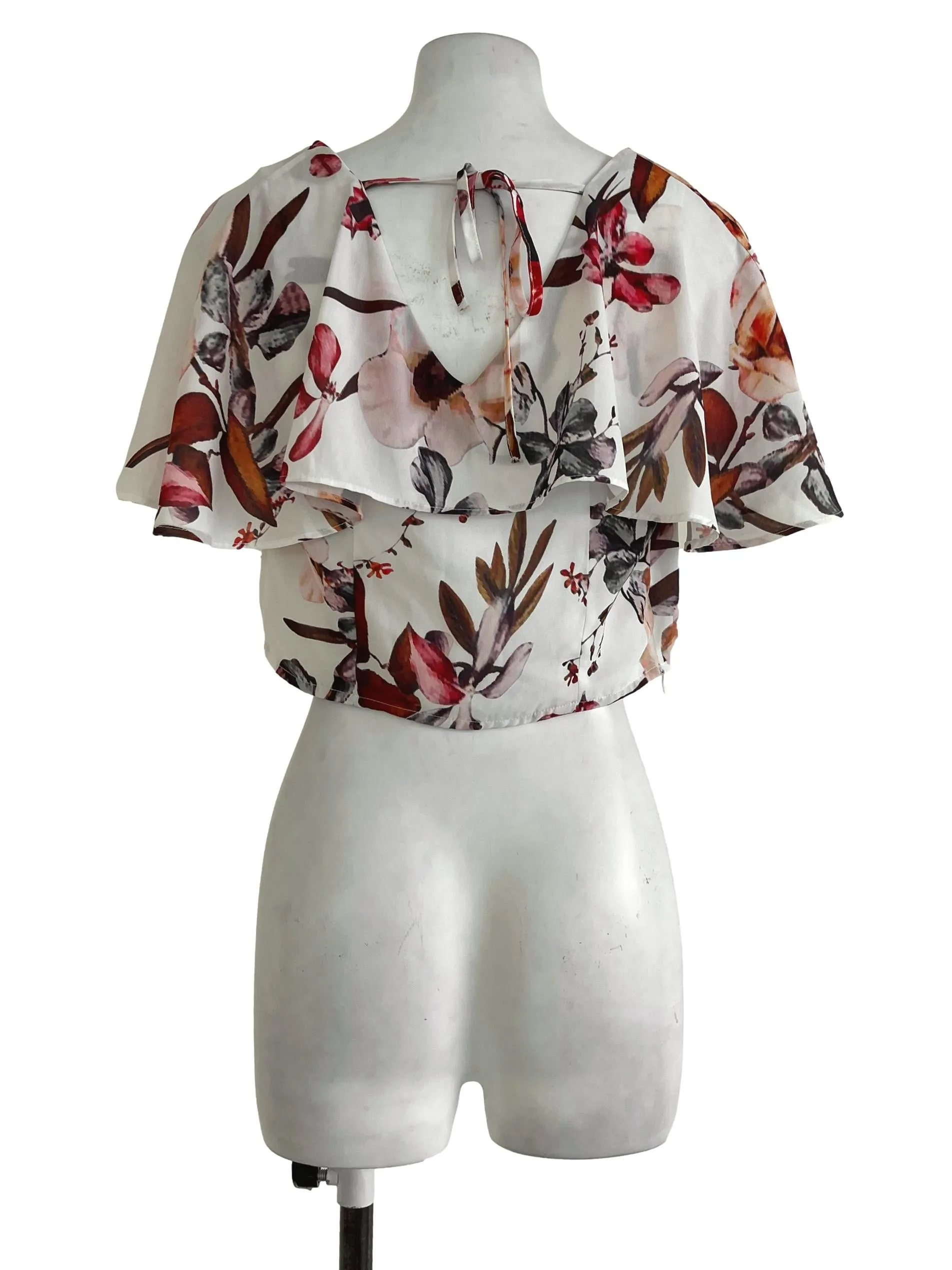 White Flower Printed Top