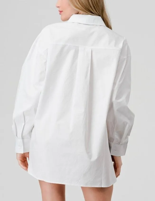 White Oversized Button Down Shirt